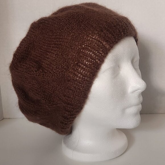 Brown Hand Knit Mohair Beret - Picture 2 of 2